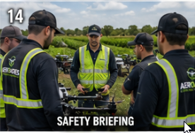 AeroAcres pilots in safety briefing before drone spray operation in the Redland