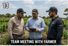 AeroAcres team meeting with farmer to review drone spraying plan in Miami-Dade